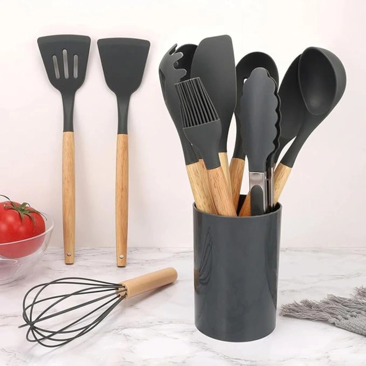 Kit 12 peças Jogo de Cozinha colheres de Silicone