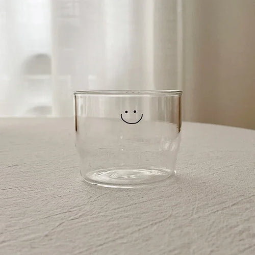 Caneca de café de vidro sorridente Copo de vidro transparente resistente ao calor Home